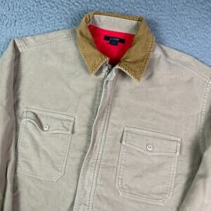 Vintage J. Crew Jacket Mens M Tan Corduroy Collar Barn Chore Coat Chamois Cotton